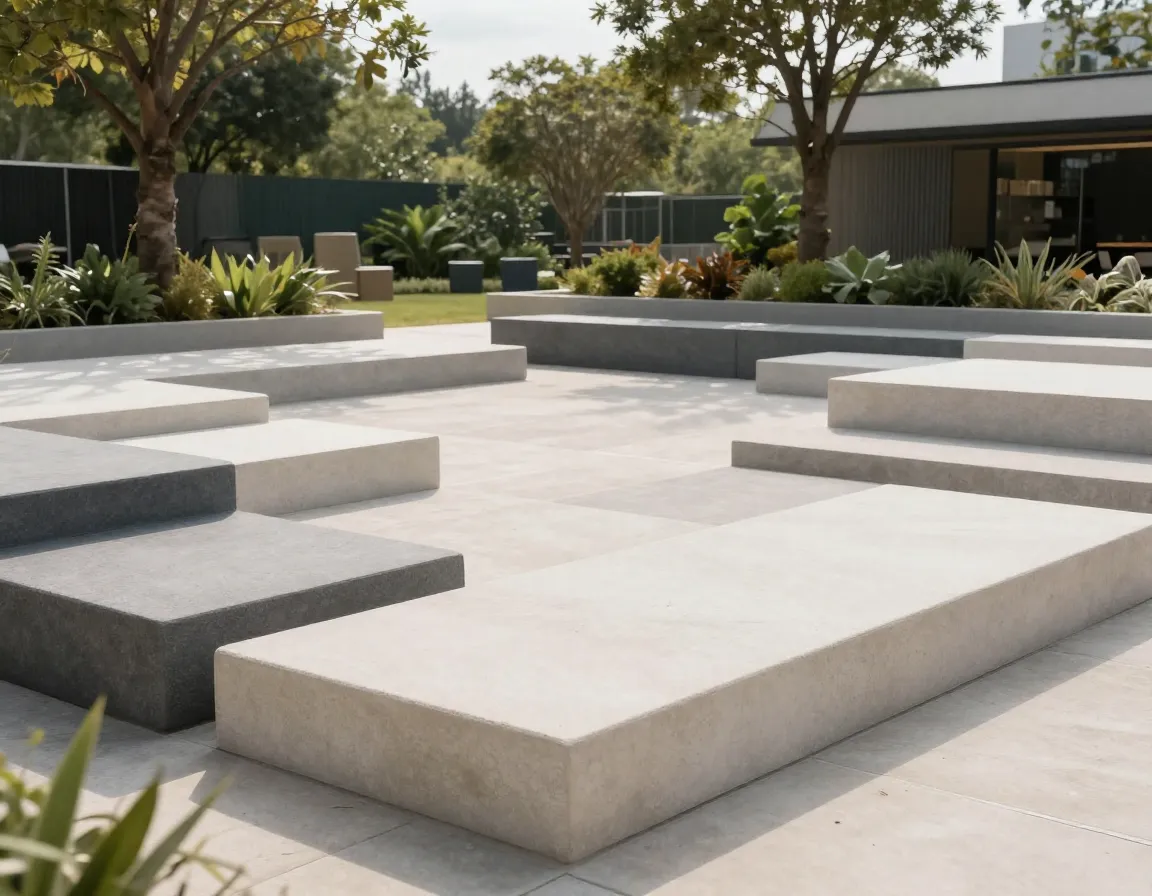 Modern recreation area with modular surface installation